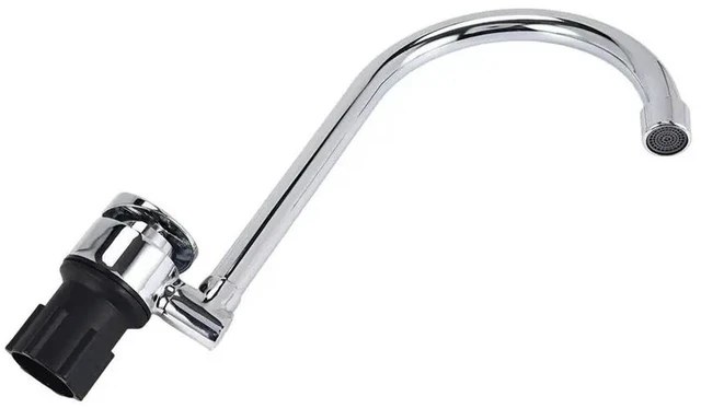 Alt view image 3 of 3 - Foldable RV Faucet 360 Degree Rotation 9/16 Inlet Thread Single Handle Cold & Hot Water Mixer Copper Faucet For RV Deck
