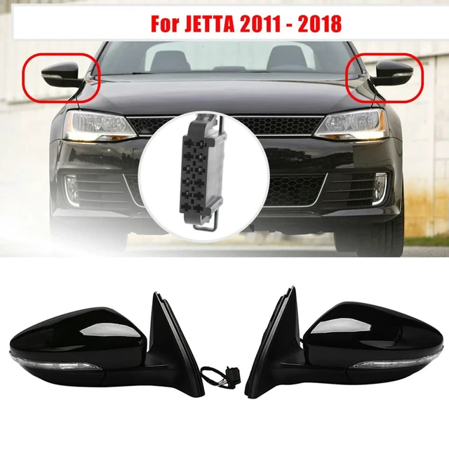 Alt view image 2 of 3 - Rear View Mirror Assembly Power Glass Heated Turn Signal 6 Wires For JETTA 2011 - 2018 Black