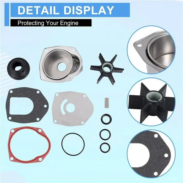 Alt view image 2 of 3 - 817275A5 Water Pump Impeller Repair Kit For Mercury 4-Stroke 40-115Outboard Motor 46-817275A5 46-817275Q05
