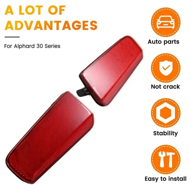 Alt view image 2 of 3 - 4X Car LED Rear Bumper Reflector Light Brake Light Tail Lamp For Toyota Alphard 30 Series