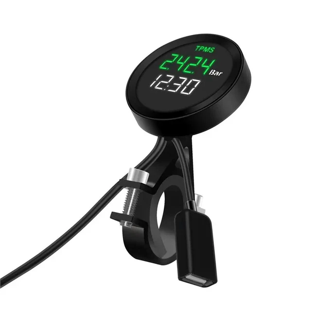 Alt view image 2 of 3 - For Motorcycles Compatible Motorcycle Tire Pressure Monitor System With 2 External Sensors, LCD Display, Moto TMPS