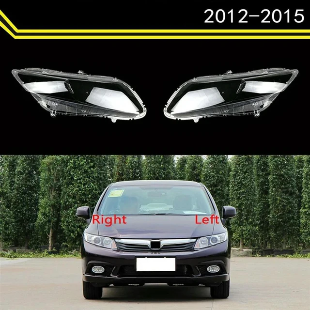 Main image of 2Piece Headlight Cover Transparent Lampshade Head Light Lens Front For Honda Civic 2012-2015