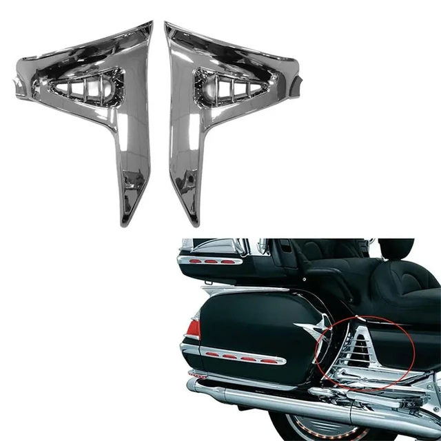 Alt view image 3 of 3 - For Honda Goldwing GL1800 2001-2010 Motorcycle Side Box Shell Cover Protector Chrome Finish 1 Pair Fairing Accessori