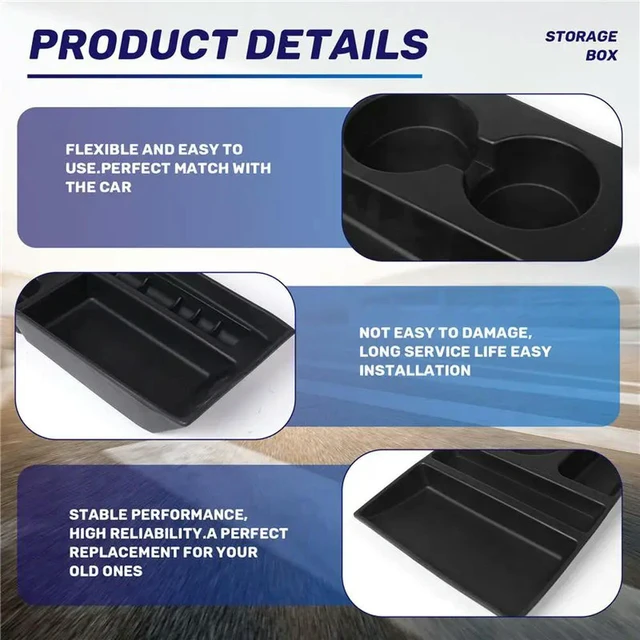 Alt view image 2 of 3 - Car Center Console Armrest Box Box Cup Holder For Tesla Model X / S 2012 2013 2014 2015 2016 2017