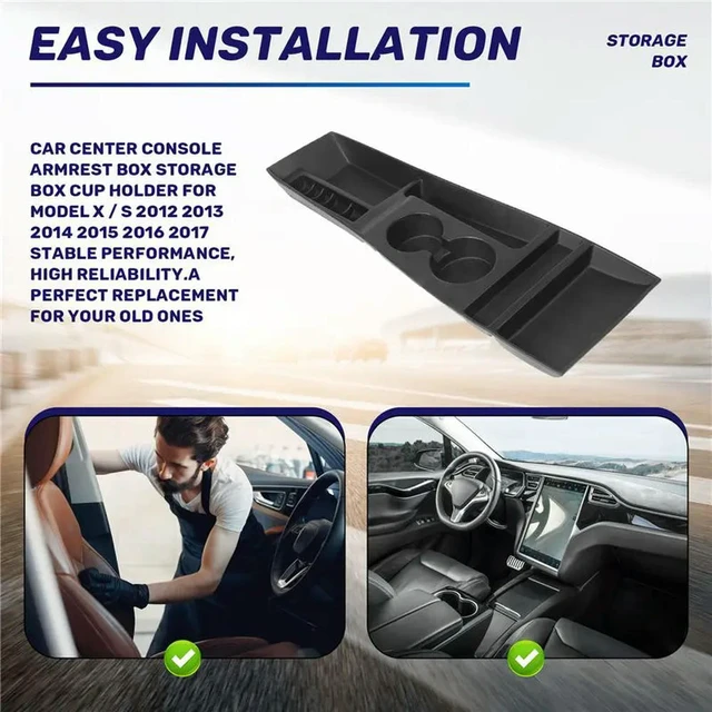 Alt view image 3 of 3 - Car Center Console Armrest Box Box Cup Holder For Tesla Model X / S 2012 2013 2014 2015 2016 2017