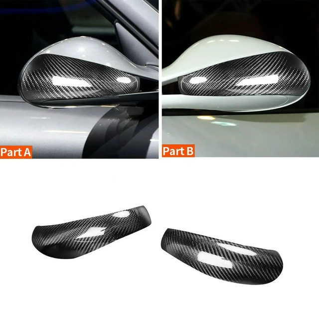 Alt view image 2 of 3 - 2Pcs Rearview Mirror Cover Add-On Carbon Fiber Cap Fit For- Boxster/Cayman 997 911 987 Car Side Mirror
