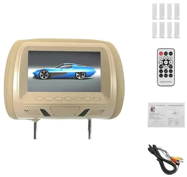 Main image of Universal 7Inches Car Headrest Monitor Screen Rear Seat Entertainment Multi-Media Player For AV USB SD MP4 MP5 FM Beige