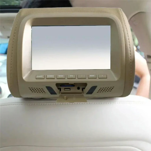 Alt view image 3 of 3 - Universal 7Inches Car Headrest Monitor Screen Rear Seat Entertainment Multi-Media Player For AV USB SD MP4 MP5 FM Beige