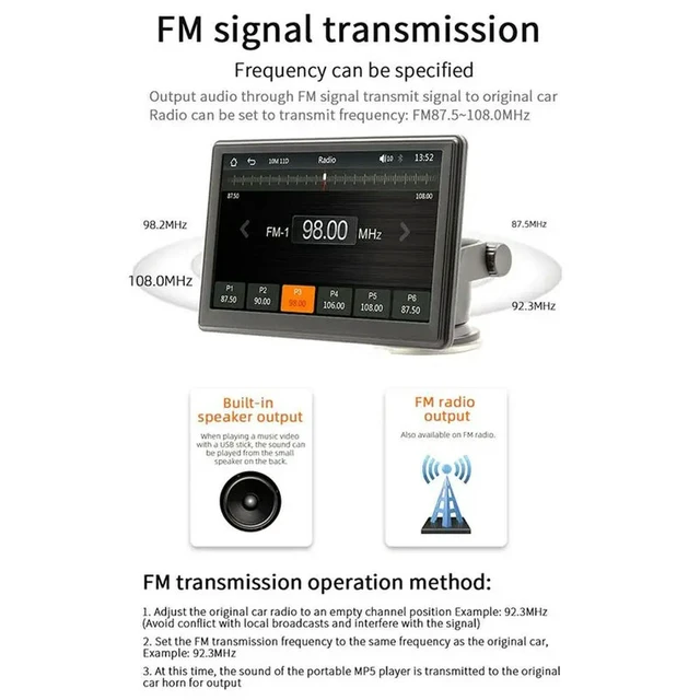 Alt view image 3 of 3 - 7 Inch Carplay Android Auto Player Car GPS Navigation Mobile Phone Interconnection Multimedia Bluetooth Car MP5
