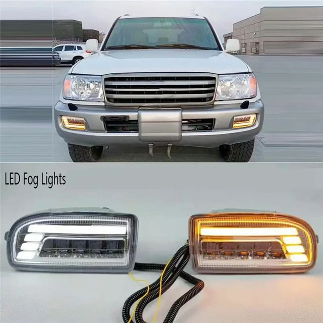 Alt view image 2 of 3 - LED Fog Lights For Toyota Land Cruiser 100 LC100 UZJ100 FZJ10 1998-2008 DRL Turn Signal Daytime Driving Lamp Parts