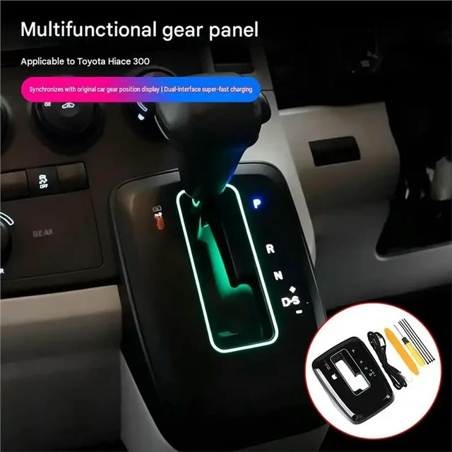 Alt view image 3 of 3 - Car Center Console Trim Panel For Toyota Hiace 300 Series Gear Shift Console With Ambient Lighting And Charging Port Parts