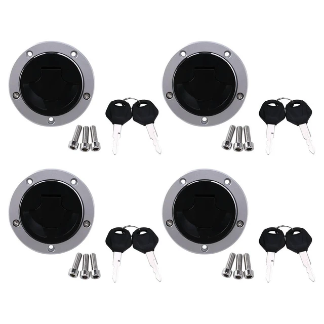 Alt view image 2 of 3 - 4X Motorcycle Fuel Gas Tank Cap Cover Key Lock For Kawasaki Z800 Z750R Zx14 Kle650 Z1000 Z750