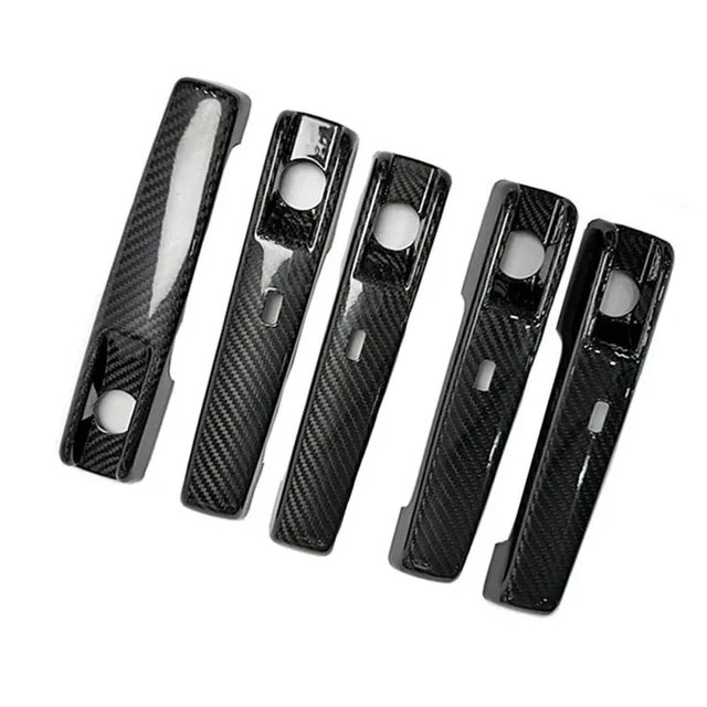 Alt view image 2 of 3 - 5Pcs Real Carbon Exterior Door Handle Cover Trim For Mercedes Benz
