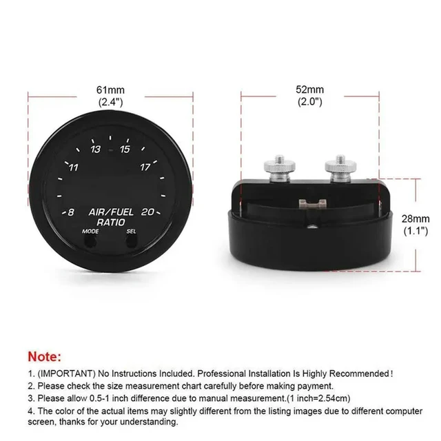 Alt view image 2 of 3 - Wideband AFR Gauge Wideband O2 Air/Fuel Ratio Gauge Kit LSU 4.9