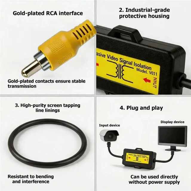 Alt view image 3 of 6 - RCA For Camera Passive Video Signal Isolation Filter For Car Snowflake Removal