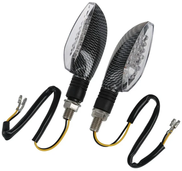 Main image of 2Pcs 12V Carbon Motorcycle Motorbike LED Turn Signal Indicator Light Yellow Bulb