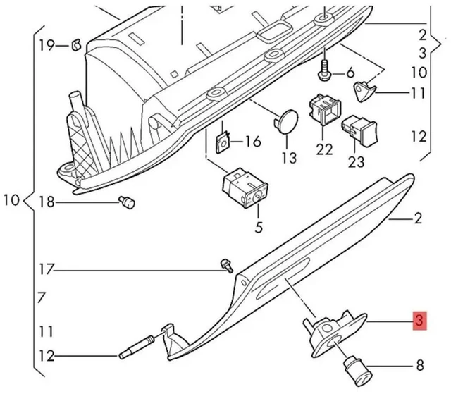 Alt view image 3 of 6 - 8U1857131A3Q7 Car Glove Box Lock Latch Opener Handle Knob Trim Cover For Q3 (84B) 2013-2016 Parts 8U1857131B 3Q7