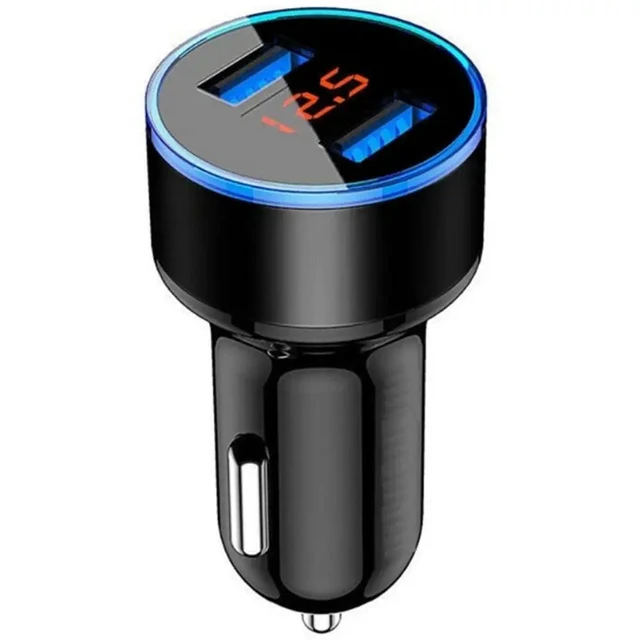 Alt view image 2 of 6 - 4X 3.1A Dual USB Car 2 Port LCD Display 12-24V Fast Quick Charging Auto Power Adapter With LED Light, Black