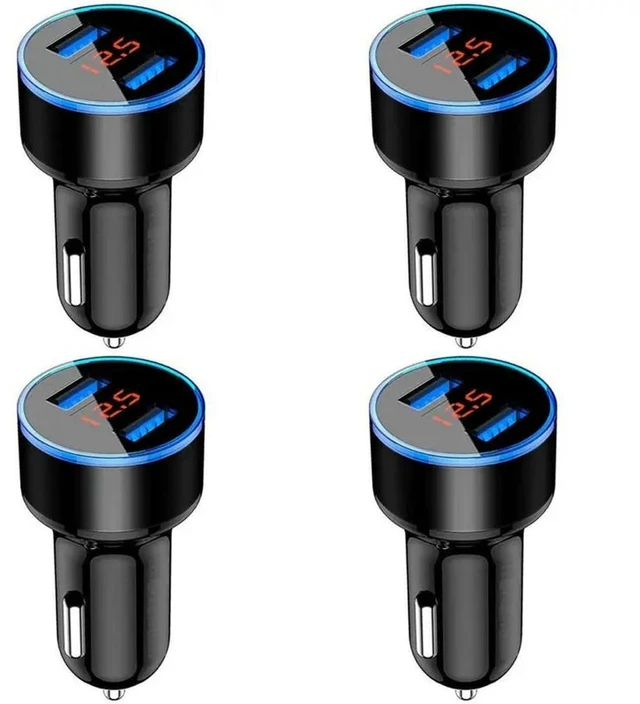 Main image of 4X 3.1A Dual USB Car 2 Port LCD Display 12-24V Fast Quick Charging Auto Power Adapter With LED Light, Black