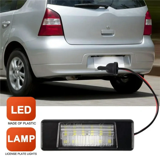 Alt view image 3 of 6 - 2Pcs Car 18Leds License Plate Lights Plastic For Nissan Qashqai X-Trail Juke Primera Bright Led Number Licence Plate Light