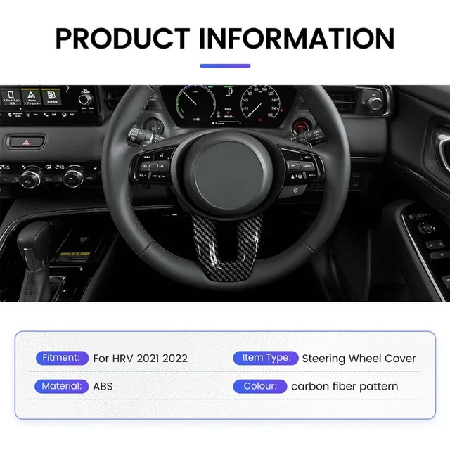 Alt view image 2 of 6 - Car V Style Steering Wheel Panel Cover Trim Decoration Frame Sticker For Honda Vezel HR-V HRV 2021 2022