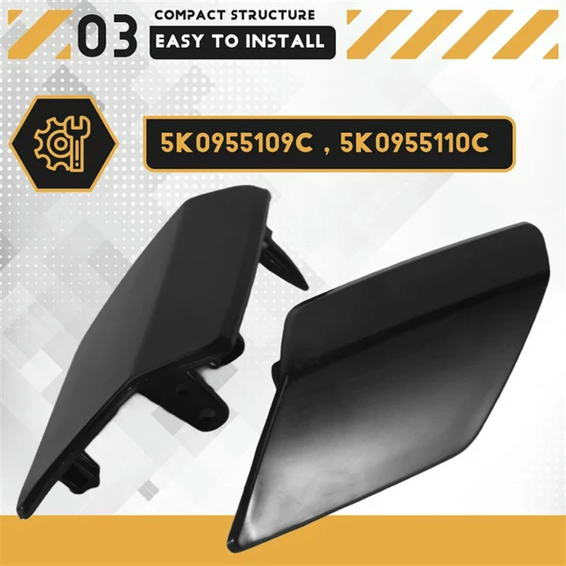 Alt view image 2 of 2 - 2Pcs Left + Right Front Bumper Headlight Washer Nozzle Jet Cover Caps Dark Grey For Golf VI 6 MK6 5K0955109C 5K0955110C No P