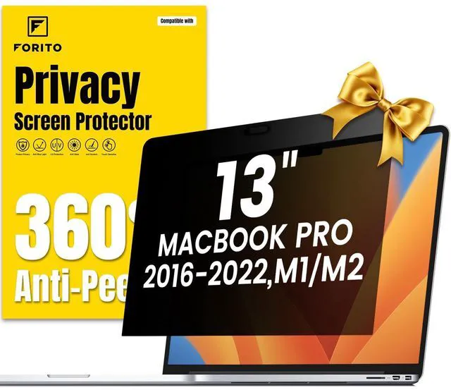 Main image of F FORITO 360 Privacy Screen Protector Compatible with MacBook Pro 13 inch (2016, 2017, 2018, 2019, 2020, 2021, 2022, M1, M2), Anti Peeping, Anti Glare and Scratch Resistant Laptop Privacy Screen