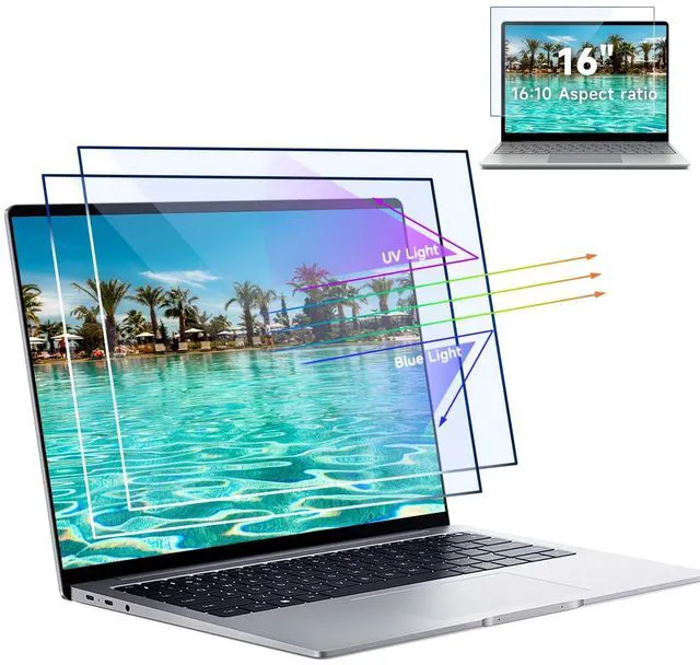 Main image of IPROKKO 2 Pack 16-Inch 16:10 Blue Light Filter Laptop Screen Protector