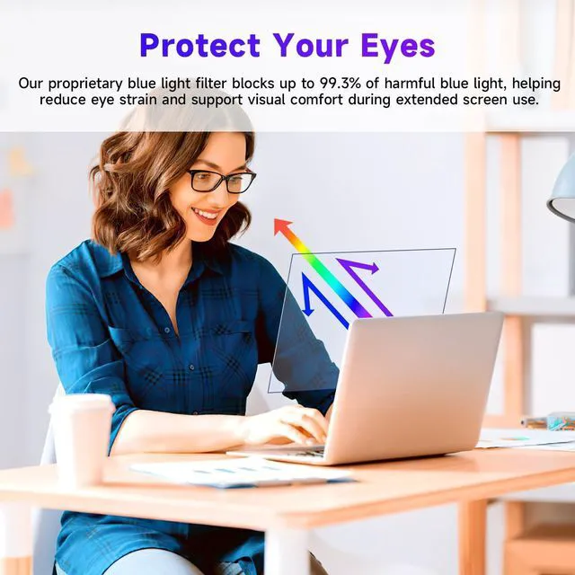 Alt view image 2 of 5 - IPROKKO 2 Pack 16-Inch 16:10 Blue Light Filter Laptop Screen Protector