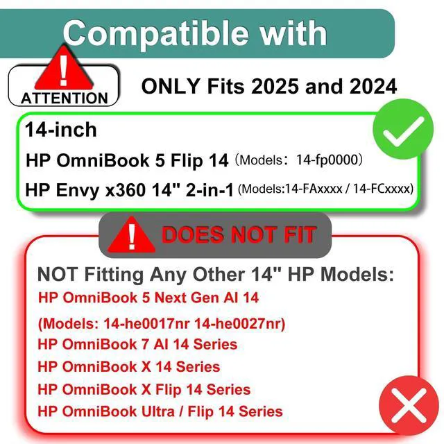 Alt view image 3 of 5 - 2-Pack Tempered Glass Screen Protector for 2025 New HP OmniBook 5 Flip 2-in-1 14" (fp-0000) & 2024 HP Envy x360 14" 2-in-1 (14-FA / 14-FC) Touchscreen Laptops, Ultra Clear, 9H Hardness, Anti Scratch