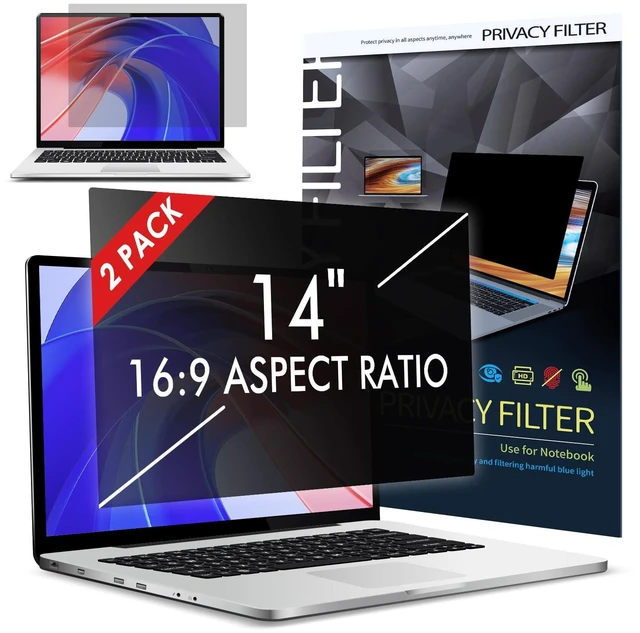 Main image of LAMA 2 PACK 14 Inch Universal Laptop Privacy Screen Filter for 14" Laptop (16:9), Anti-Blue Light/Anti-Glare/Anti UV Privacy Screen Protector (WxH: 310mm*174mm) with Privacy Protection/Eye Protection