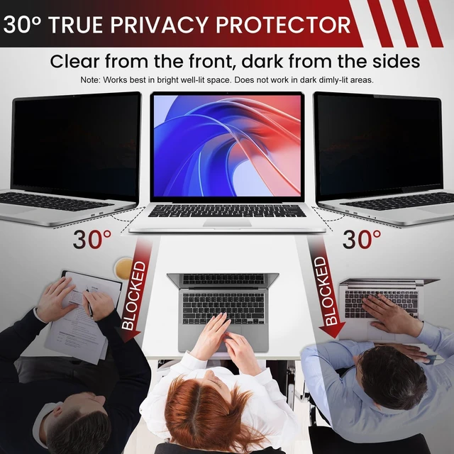 Alt view image 2 of 5 - LAMA 2 PACK 14 Inch Universal Laptop Privacy Screen Filter for 14" Laptop (16:9), Anti-Blue Light/Anti-Glare/Anti UV Privacy Screen Protector (WxH: 310mm*174mm) with Privacy Protection/Eye Protection
