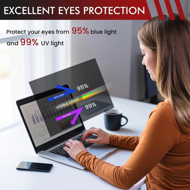Alt view image 3 of 5 - LAMA 2 PACK 14 Inch Universal Laptop Privacy Screen Filter for 14" Laptop (16:9), Anti-Blue Light/Anti-Glare/Anti UV Privacy Screen Protector (WxH: 310mm*174mm) with Privacy Protection/Eye Protection