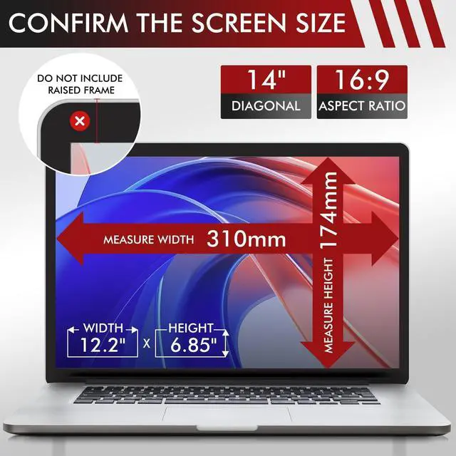 Alt view image 5 of 5 - LAMA 2 PACK 14 Inch Universal Laptop Privacy Screen Filter for 14" Laptop (16:9), Anti-Blue Light/Anti-Glare/Anti UV Privacy Screen Protector (WxH: 310mm*174mm) with Privacy Protection/Eye Protection
