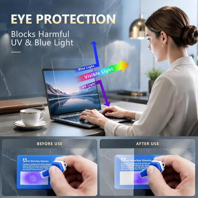 Alt view image 3 of 5 - 2PC 17.3" 16:9 Anti Blue Light Laptop Screen Protector with Camera Cover