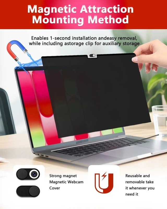 Alt view image 4 of 5 - Magnetic Privacy Screen Protector for MacBook Neo 13 Inch (2026, A18 Pro)