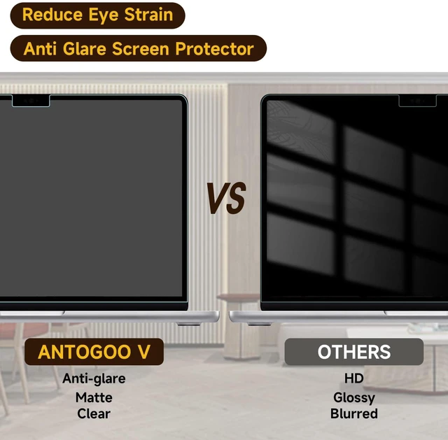 Alt view image 3 of 5 - 2 Pack Anti Blue Light Screen Protector Compatible with MacBook Air 15 Inch(2023-2026, M2/M3/M4/M5), Eye Protection Matte Anti Glare Screen Protector for 15.3In Mac Air