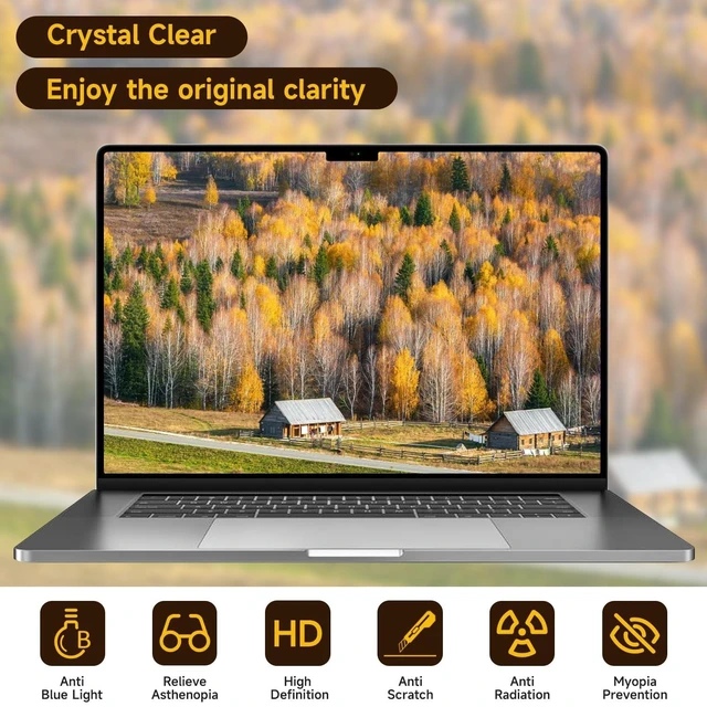 Alt view image 4 of 5 - 2 Pack Anti Blue Light Screen Protector Compatible with MacBook Air 15 Inch(2023-2026, M2/M3/M4/M5), Eye Protection Matte Anti Glare Screen Protector for 15.3In Mac Air