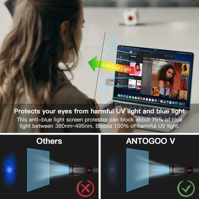 Alt view image 2 of 5 - 2 Pack Anti Blue Light Screen Protector Compatible with 2026 MacBook Neo 13-Inch, Eye Protection Matte Anti Glare Film for 13in Mac Neo A18 Pro Chip