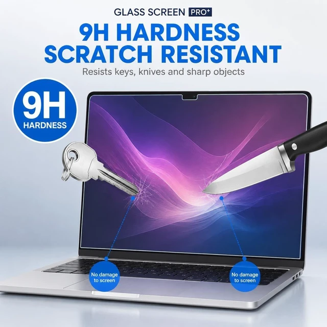 Alt view image 4 of 5 - KEANBOLL 2 Pack Designed for Apple MacBook Pro 14-Inch Tempered Glass Screen Protector, (M5-M1 Pro/Max) Ultra Clear, Anti Scratch, Bubble Free