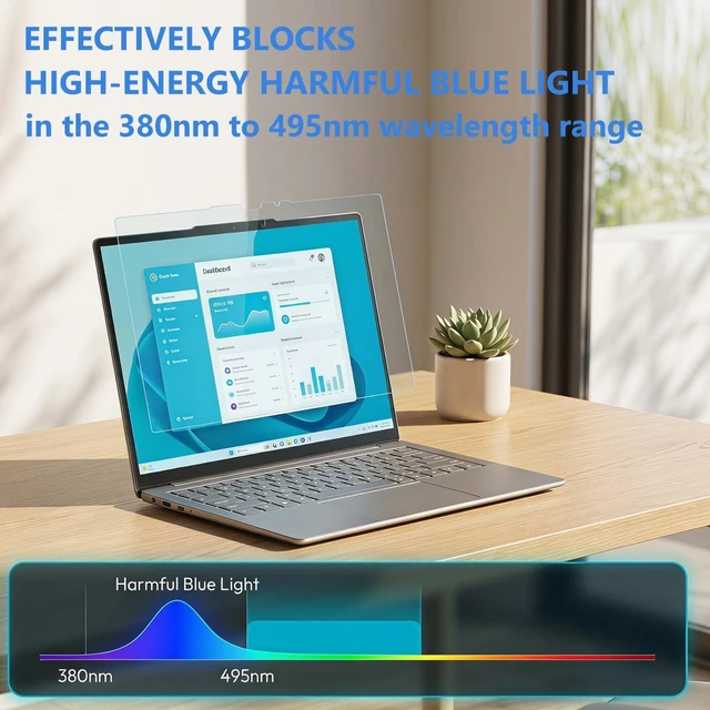 Alt view image 4 of 5 - 2 Pack Blocking Blue Light Screen Protector for Lenovo Yoga 7 / 7i 2-in-1 16" 2024 Gen 9 Touchscreen Laptop(16IML9/83DL, 16AHP9/83DM), Anti Blue Light Glare and Anti Fingerprint (Matte) Shield