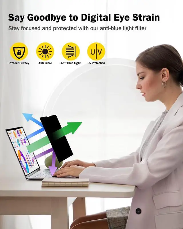 Alt view image 4 of 5 - F FORITO 360 Privacy Screen Protector Compatible with MacBook Pro 14 inch (2025-2021, M5 M4 M3 M2 M1 Pro Max Chip), Anti Peeping Anti Glare and Anti Blue Light Laptop Privacy Screen Shield