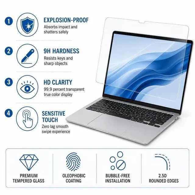 Alt view image 3 of 5 - KEANBOLL 2 Pack Tempered Glass Screen Protector for Lenovo IdeaPad 5a / 5i / 5X / 5 14" 2-in-1Ideapad Flex 5/5i 14" 2-in-1Chromebook Plus 2-in-1 14" Touchscreen Laptop, 9H Anti-Scratch, Bubble Fr