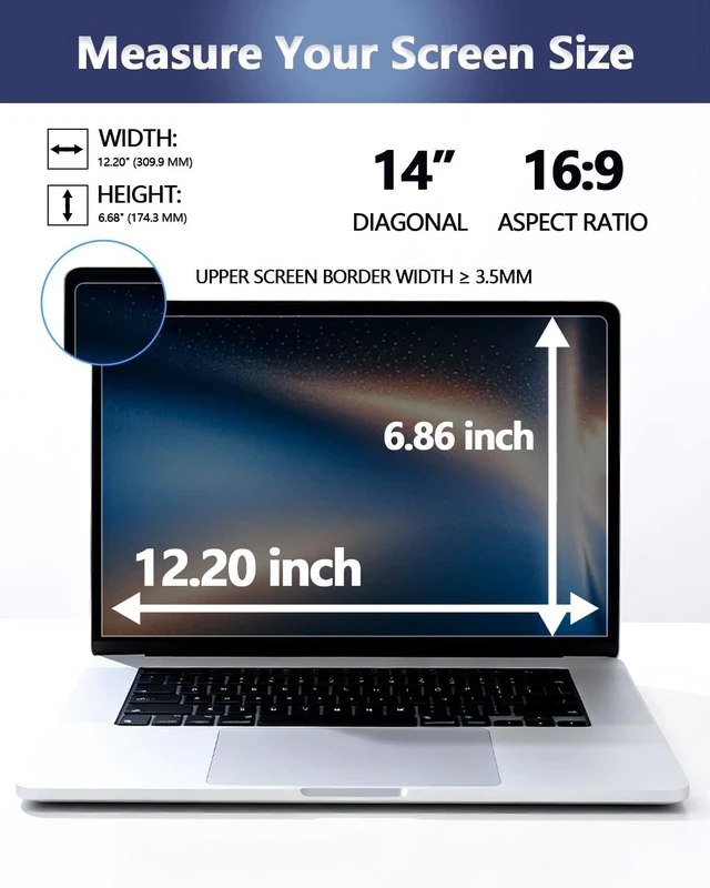 Alt view image 2 of 5 - Halloive Magnetic Laptop Privacy Screen for 14 Inch 16:9 Aspect Ratio