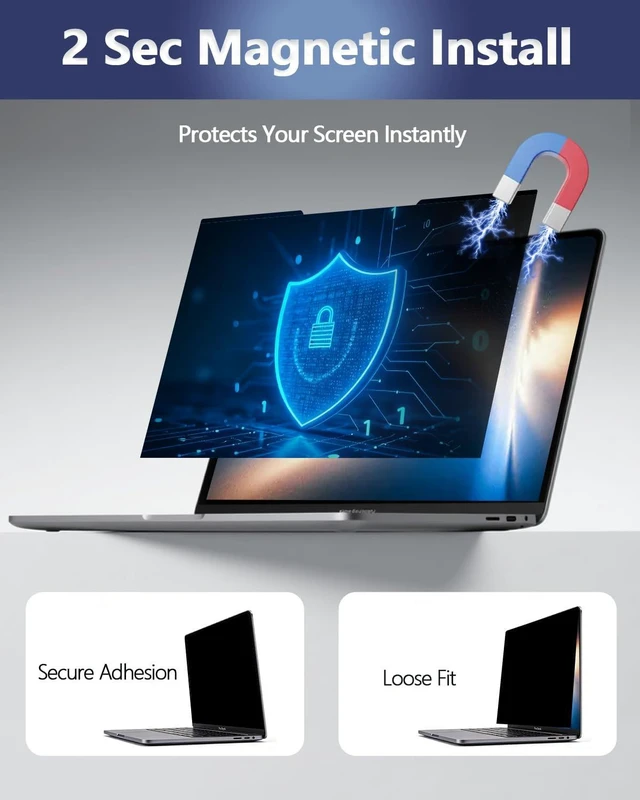 Alt view image 5 of 5 - Halloive Magnetic Laptop Privacy Screen for 14 Inch 16:9 Aspect Ratio