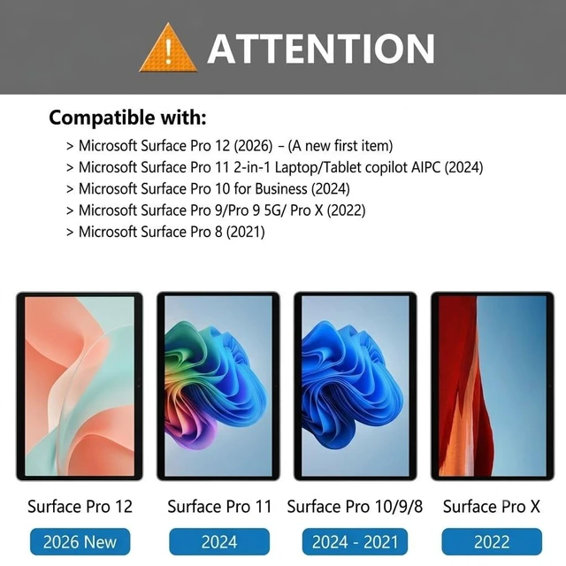 Alt view image 2 of 5 - Adeway [2 Pack Tempered Glass Screen Protector for Microsoft Surface Pro 12/11/10/9/8/X, 9H Hardness, HD Clear, Surface Pen Compatible, 13 Inch