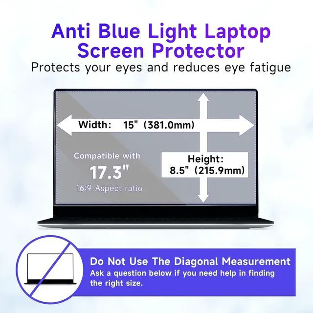 Alt view image 5 of 5 - IPROKKO 2 Pack 17.3" 16:9 Blue Light Filter Laptop Screen Protector