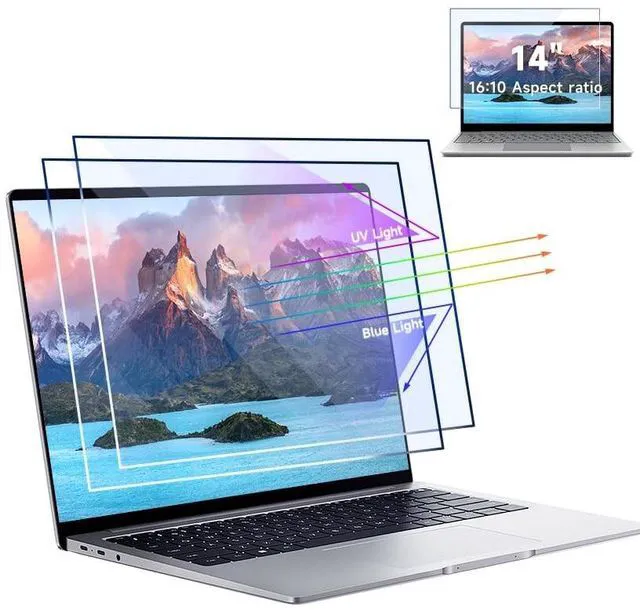 Main image of IPROKKO 2 Pack 14-Inch 16:10 Blue Light Filter Laptop Screen Protector
