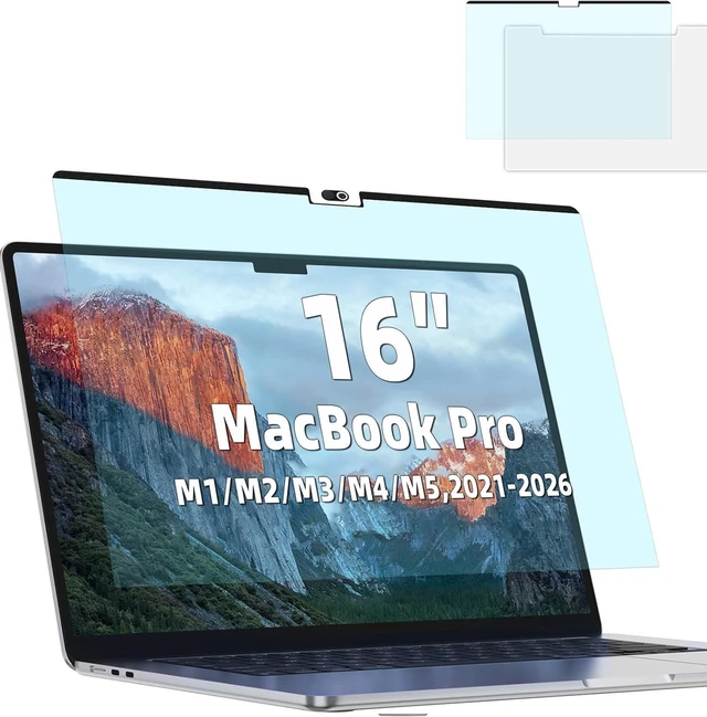 Main image of Magnetic Anti Blue Light Screen Protector for MacBook Pro 16 Inch (2021-2026,M1, M2, M3, M4, M5 ,Pro/Max), Removable MAC 16.2" Blue Light Filter ,Bubble-Free Instal, Eye Protection Glare Laptop Screen