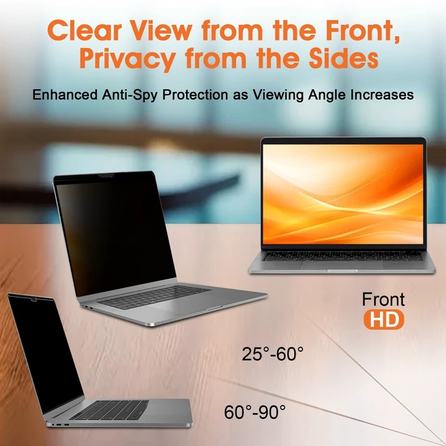 Alt view image 2 of 5 - BSPROTE Magnetic Privacy Screen for 14 Inch MacBook Pro (2021-2025, M1-M5, Pro, Max), Reduce Eye Strain Anti Glare Blue Light Laptop Privacy Screen Shield and Protector for Mac 14in